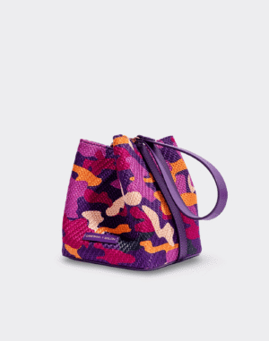 Bucket Bag Camouflage Morado-Naranja