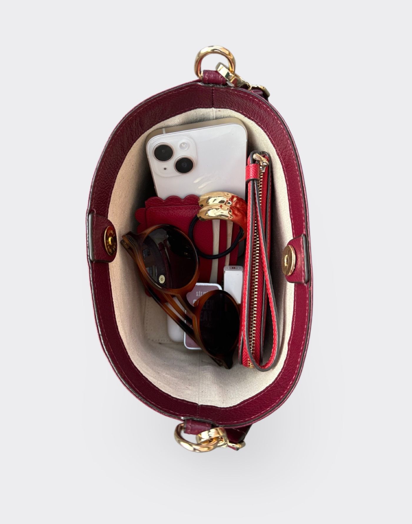 Bucket Cuero Mini Burgundy - Imagen 5