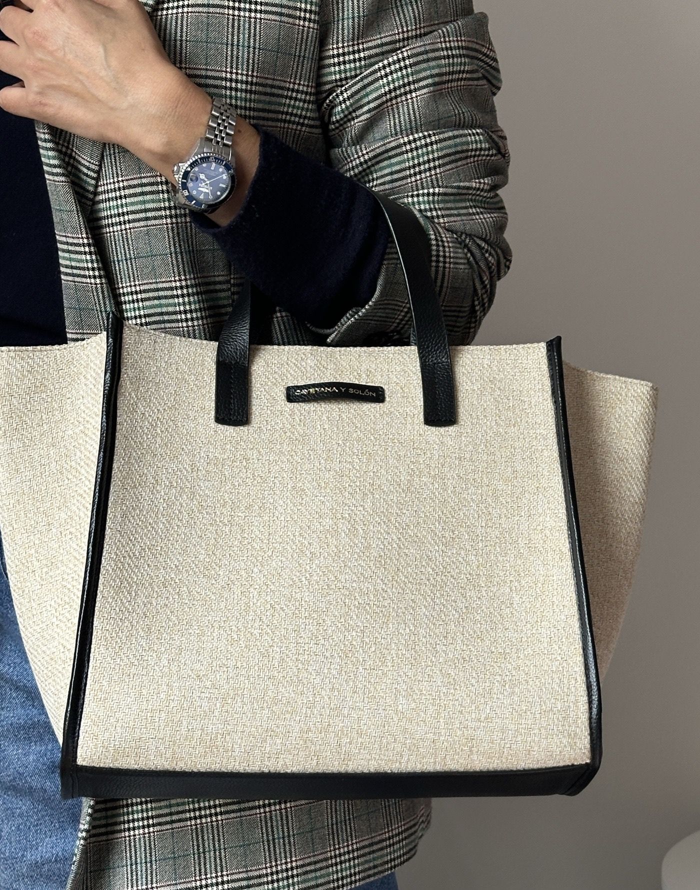 Tote Bag Basics (Beige/Negro) - Imagen 2