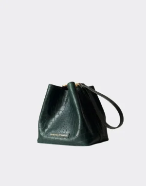 Bucket Cuero Mini Croc Verde